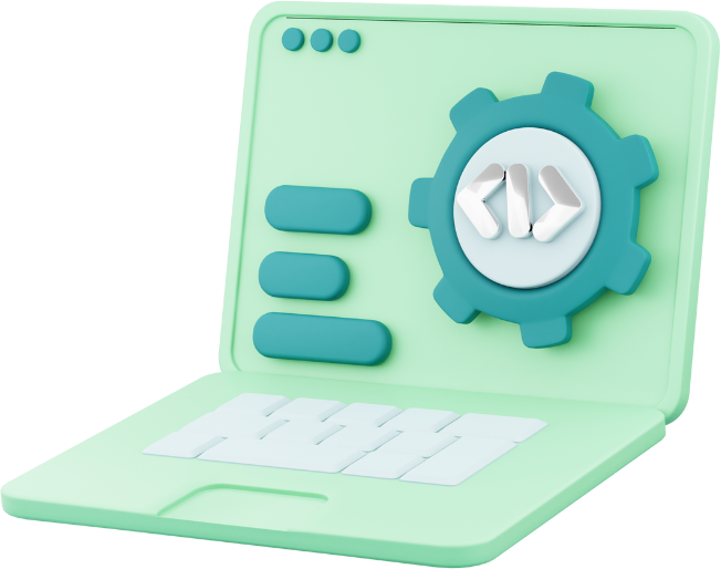 WordPress Designer & Developer 1 Animated 3D laptop with a settings icon on the screen to show WordPress development, design, and maintenance services by Definition Web in New Zealand